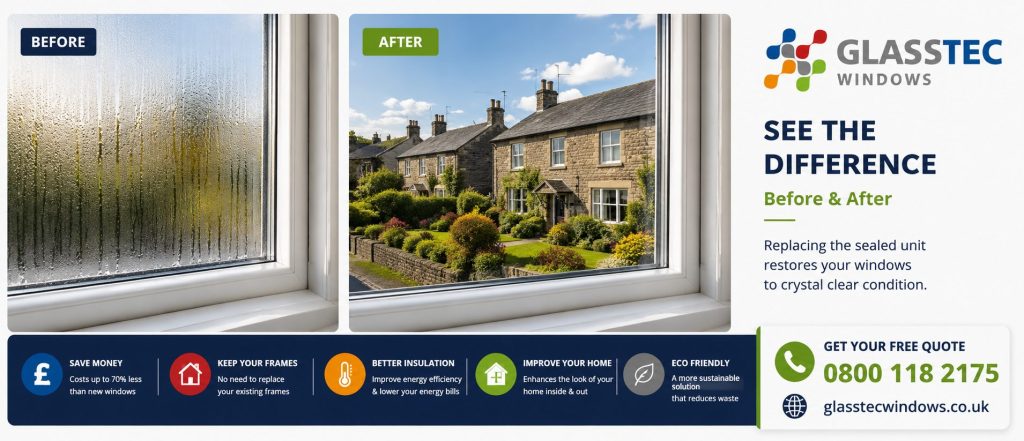 Misted Window Replacement In West Yorkshire Before And After Window Replacement Comparison