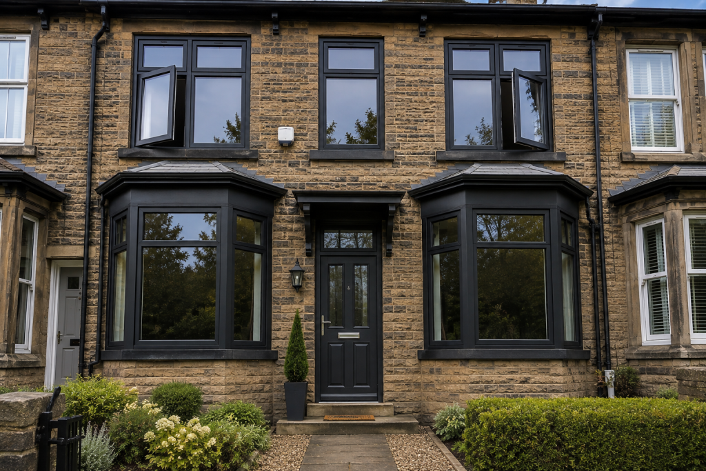 Double Glazing Leeds Anthracite Grey Double Glazing On A Traditional Stone Terraced Home In Leeds