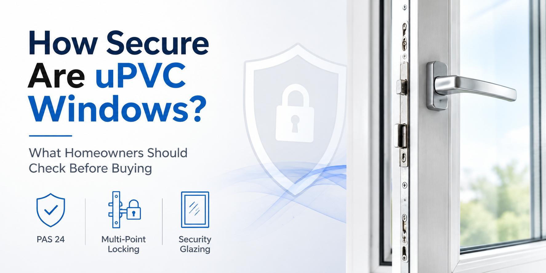 Glass Tec Windows uPVC window security guide showing multi-point locking hardware