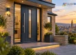 Modern grey composite front door on a stone home in Bradford
